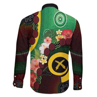 Long God Yumi Stanap Vanuatu Family Matching Off Shoulder Short Dress and Hawaiian Shirt Tropical Flowers Aboriginal Pattern LT14 - Polynesian Pride