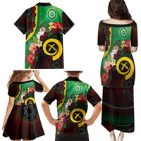 Long God Yumi Stanap Vanuatu Family Matching Puletasi and Hawaiian Shirt Tropical Flowers Aboriginal Pattern LT14 - Polynesian Pride