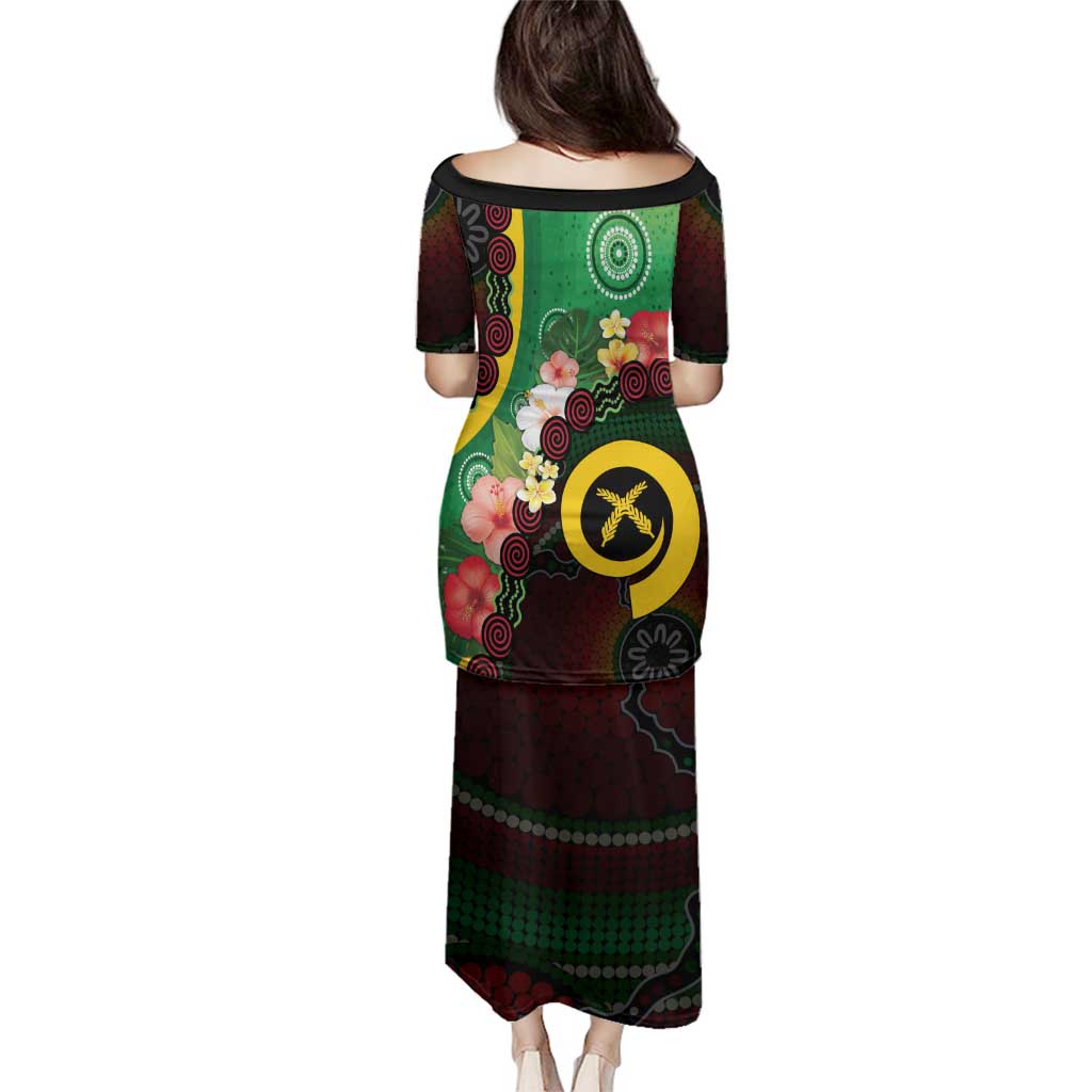 Long God Yumi Stanap Vanuatu Family Matching Puletasi and Hawaiian Shirt Tropical Flowers Aboriginal Pattern LT14 - Polynesian Pride