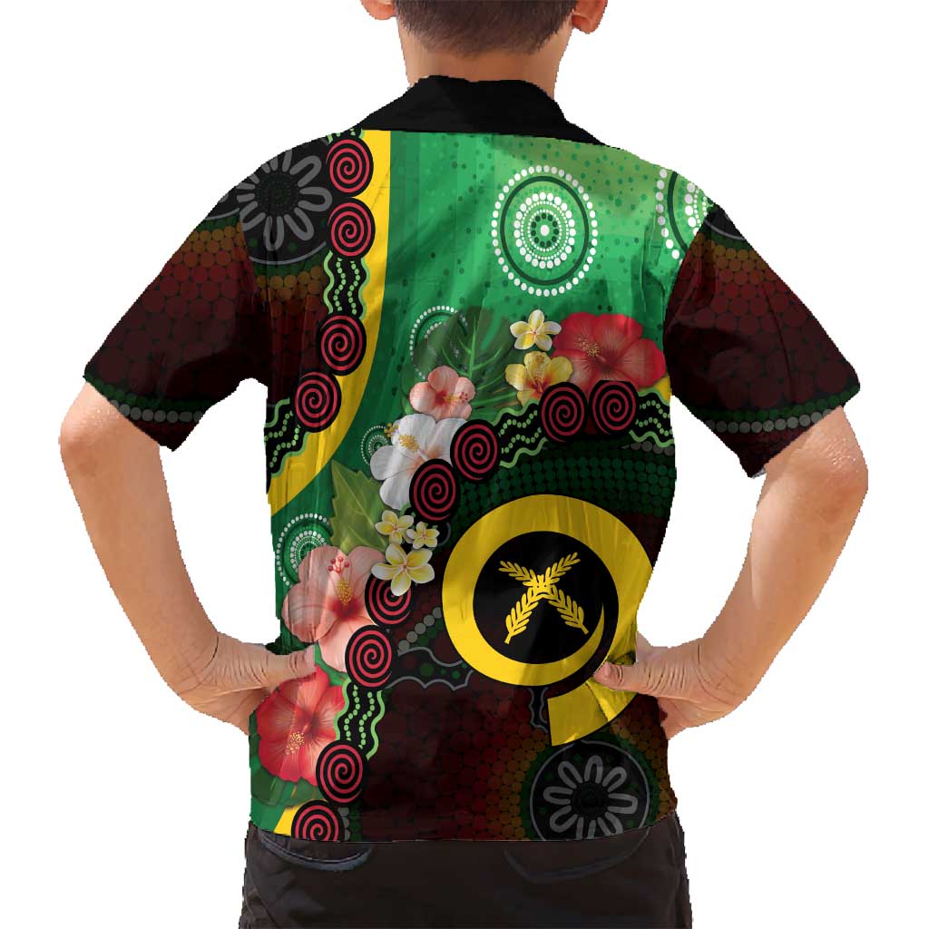 Long God Yumi Stanap Vanuatu Family Matching Summer Maxi Dress and Hawaiian Shirt Tropical Flowers Aboriginal Pattern LT14 - Polynesian Pride