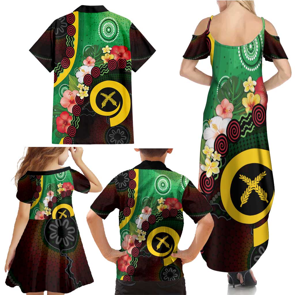 Long God Yumi Stanap Vanuatu Family Matching Summer Maxi Dress and Hawaiian Shirt Tropical Flowers Aboriginal Pattern LT14 - Polynesian Pride