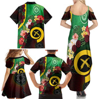 Long God Yumi Stanap Vanuatu Family Matching Summer Maxi Dress and Hawaiian Shirt Tropical Flowers Aboriginal Pattern LT14 - Polynesian Pride
