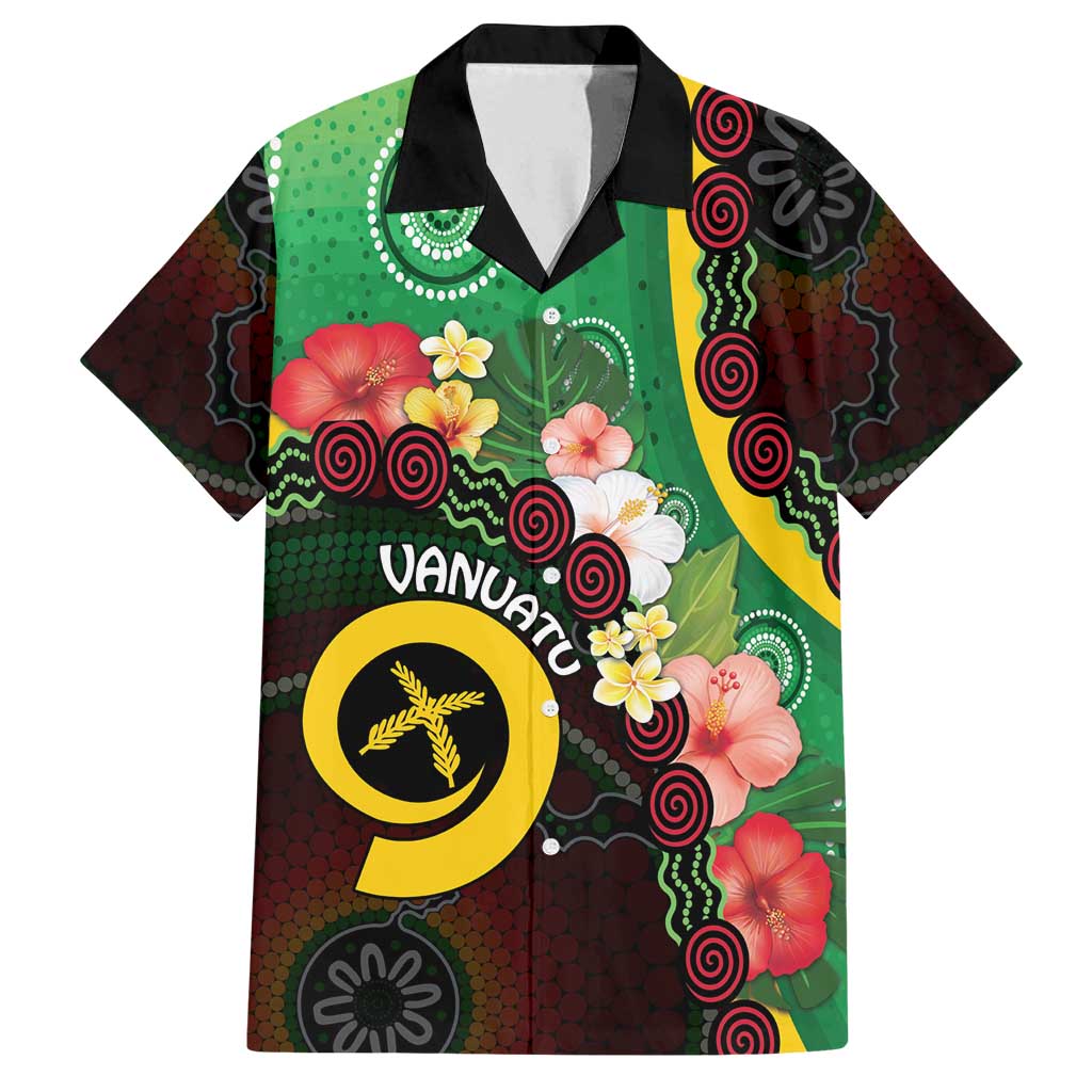 Long God Yumi Stanap Vanuatu Family Matching Summer Maxi Dress and Hawaiian Shirt Tropical Flowers Aboriginal Pattern LT14 Dad's Shirt - Short Sleeve Green - Polynesian Pride