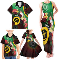 Long God Yumi Stanap Vanuatu Family Matching Tank Maxi Dress and Hawaiian Shirt Tropical Flowers Aboriginal Pattern LT14 - Polynesian Pride