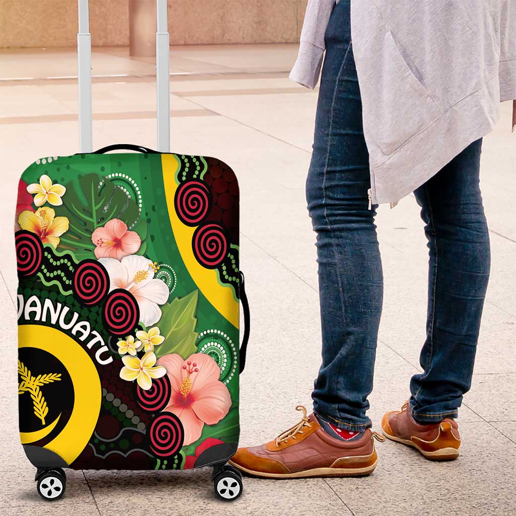 Long God Yumi Stanap Vanuatu Luggage Cover Tropical Flowers Aboriginal Pattern LT14 Green - Polynesian Pride
