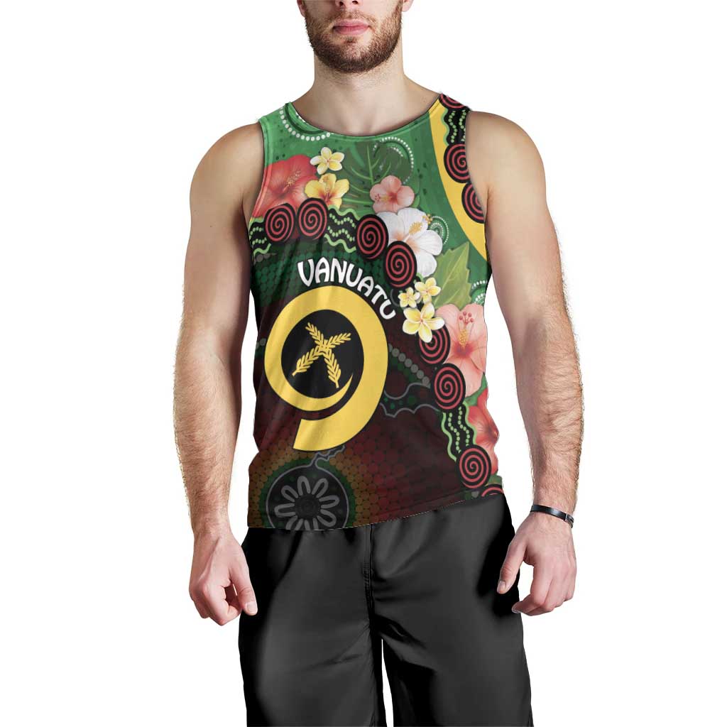 Long God Yumi Stanap Vanuatu Men Tank Top Tropical Flowers Aboriginal Pattern LT14 - Polynesian Pride