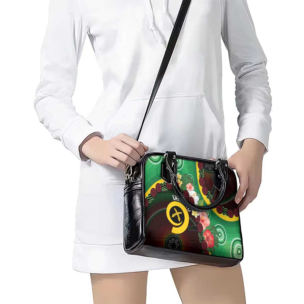 Long God Yumi Stanap Vanuatu Shoulder Handbag Tropical Flowers Aboriginal Pattern