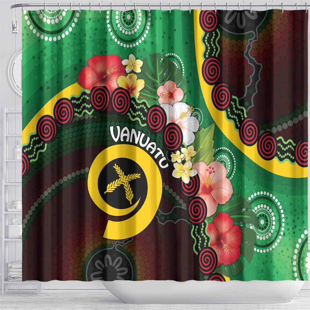 Long God Yumi Stanap Vanuatu Shower Curtain Tropical Flowers Aboriginal Pattern LT14 - Polynesian Pride