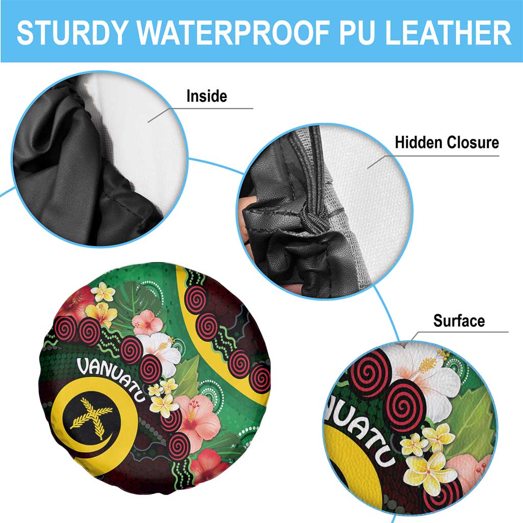 Long God Yumi Stanap Vanuatu Spare Tire Cover Tropical Flowers Aboriginal Pattern