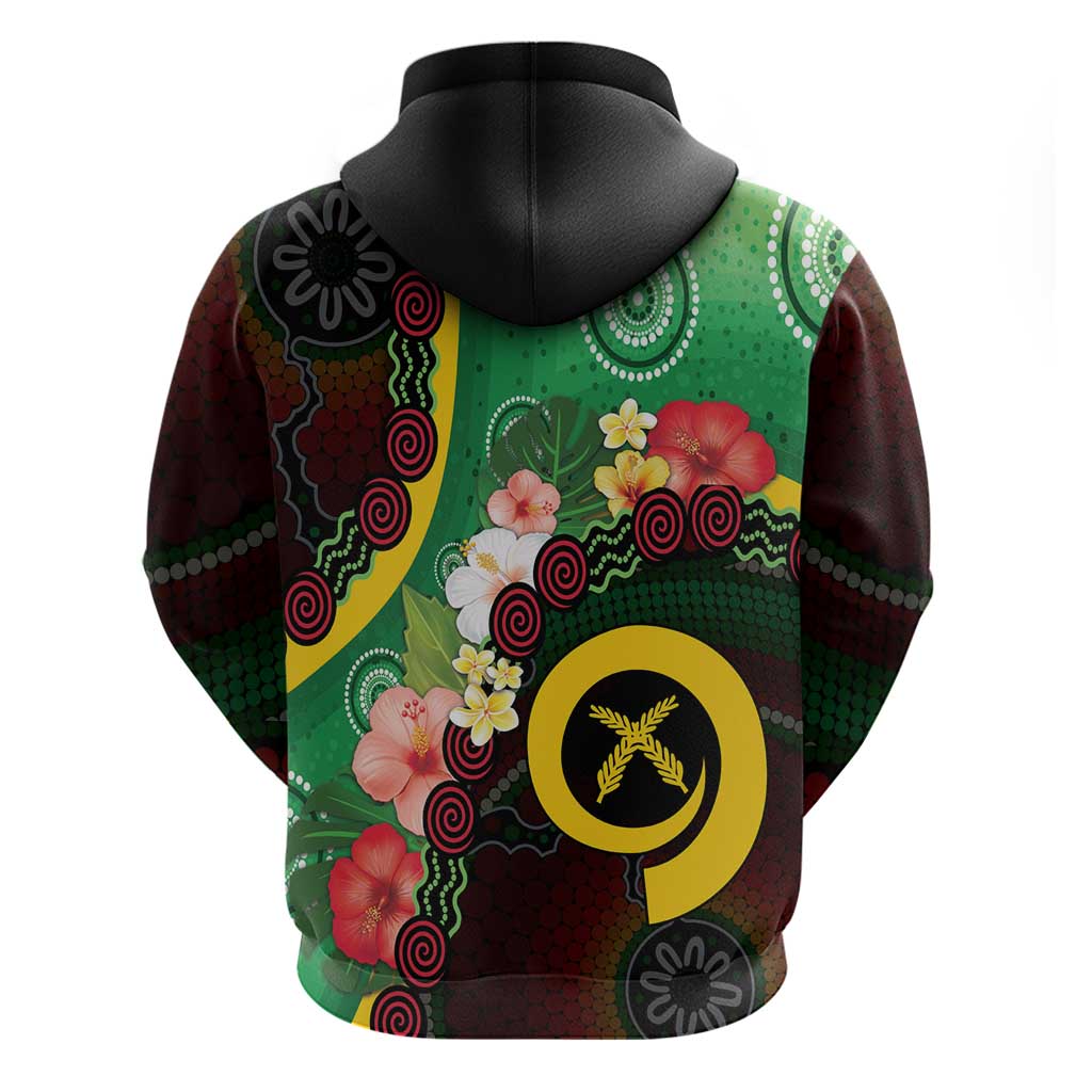 Long God Yumi Stanap Vanuatu Zip Hoodie Tropical Flowers Aboriginal Pattern LT14 - Polynesian Pride
