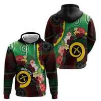 Long God Yumi Stanap Vanuatu Zip Hoodie Tropical Flowers Aboriginal Pattern LT14 - Polynesian Pride
