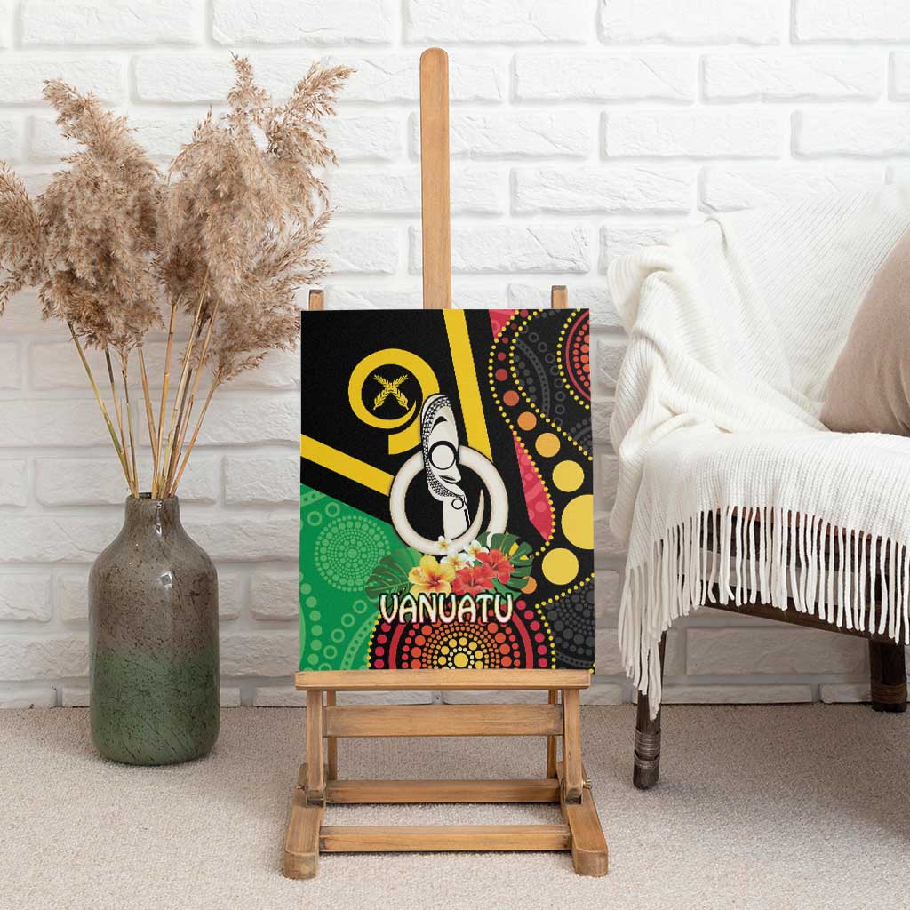 Tamtam Drum Vanuatu Canvas Wall Art Boar Tusk Aboriginal Flag Style