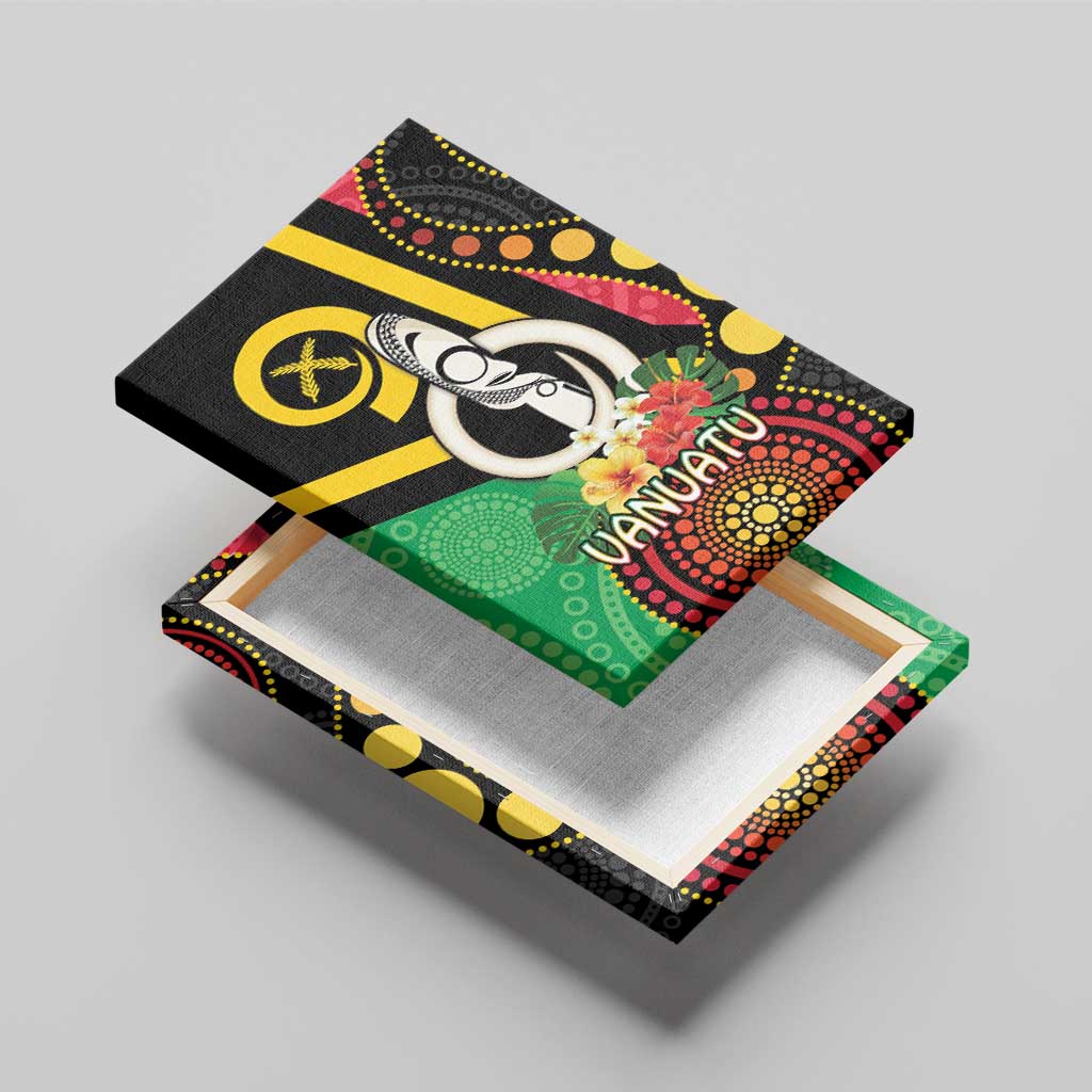 Tamtam Drum Vanuatu Canvas Wall Art Boar Tusk Aboriginal Flag Style