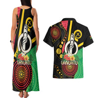 Tamtam Drum Vanuatu Couples Matching Tank Maxi Dress and Hawaiian Shirt Boar Tusk Aboriginal Flag Style LT14 - Polynesian Pride