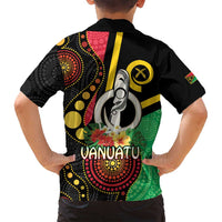 Tamtam Drum Vanuatu Family Matching Long Sleeve Bodycon Dress and Hawaiian Shirt Boar Tusk Aboriginal Flag Style LT14 - Polynesian Pride