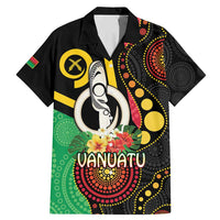 Tamtam Drum Vanuatu Family Matching Mermaid Dress and Hawaiian Shirt Boar Tusk Aboriginal Flag Style LT14 Dad's Shirt - Short Sleeve Black - Polynesian Pride