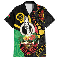 Tamtam Drum Vanuatu Family Matching Off Shoulder Maxi Dress and Hawaiian Shirt Boar Tusk Aboriginal Flag Style LT14 Dad's Shirt - Short Sleeve Black - Polynesian Pride
