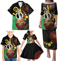 Tamtam Drum Vanuatu Family Matching Puletasi and Hawaiian Shirt Boar Tusk Aboriginal Flag Style LT14 - Polynesian Pride