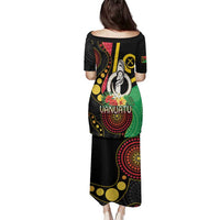 Tamtam Drum Vanuatu Family Matching Puletasi and Hawaiian Shirt Boar Tusk Aboriginal Flag Style LT14 - Polynesian Pride