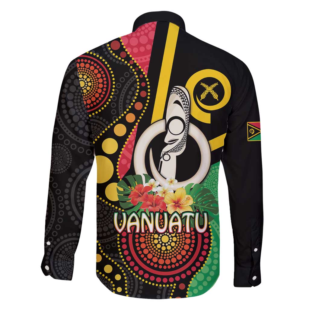 Tamtam Drum Vanuatu Family Matching Short Sleeve Bodycon Dress and Hawaiian Shirt Boar Tusk Aboriginal Flag Style LT14 - Polynesian Pride