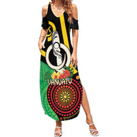 Tamtam Drum Vanuatu Family Matching Summer Maxi Dress and Hawaiian Shirt Boar Tusk Aboriginal Flag Style LT14 Mom's Dress Black - Polynesian Pride