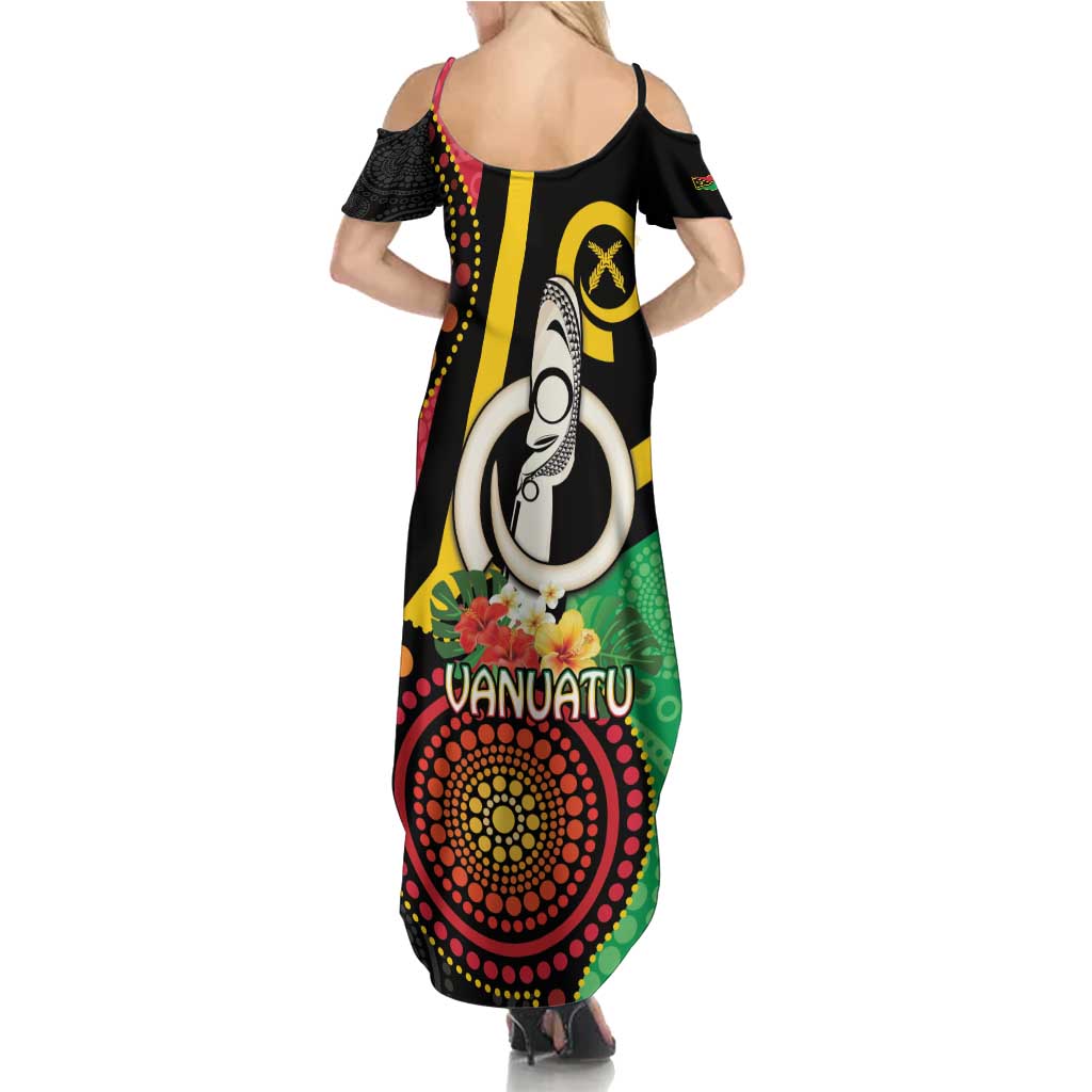 Tamtam Drum Vanuatu Family Matching Summer Maxi Dress and Hawaiian Shirt Boar Tusk Aboriginal Flag Style LT14 - Polynesian Pride