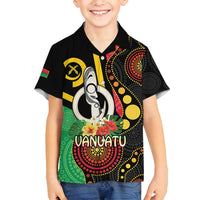 Tamtam Drum Vanuatu Family Matching Summer Maxi Dress and Hawaiian Shirt Boar Tusk Aboriginal Flag Style LT14 Son's Shirt Black - Polynesian Pride