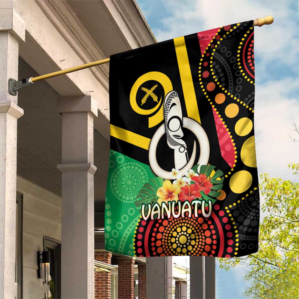 Tamtam Drum Vanuatu Garden Flag Boar Tusk Aboriginal Flag Style LT14 House Flag Black - Polynesian Pride