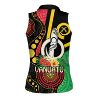 Tamtam Drum Vanuatu Women Sleeveless Polo Shirt Boar Tusk Aboriginal Flag Style LT14 - Polynesian Pride