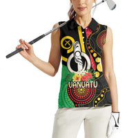 Tamtam Drum Vanuatu Women Sleeveless Polo Shirt Boar Tusk Aboriginal Flag Style LT14 - Polynesian Pride
