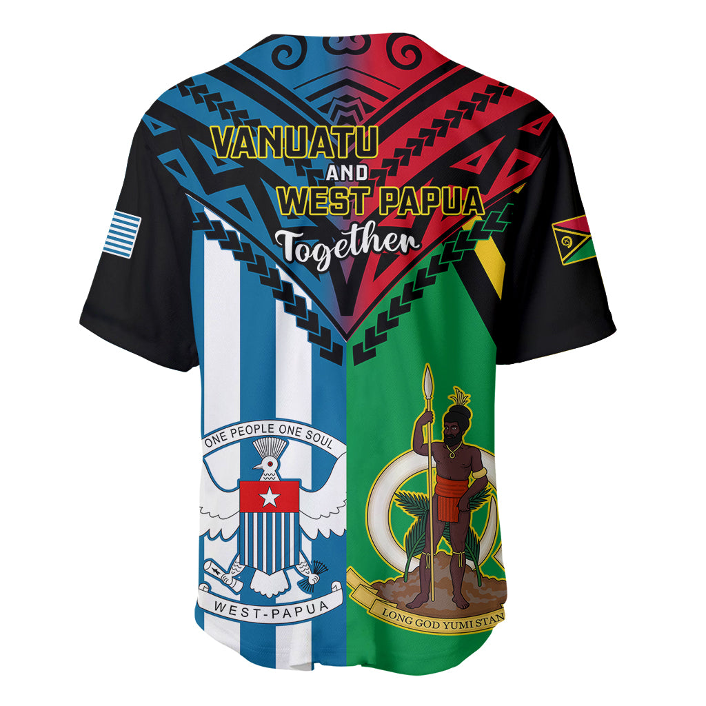 Vanuatu And West Papua Baseball Jersey Coat Of Arms Mix Flag Style LT14 - Polynesian Pride