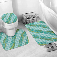 Hawaii Jade Vine Lei Bathroom Set Aloha Palaka Motif - Turquoise - Polynesian Pride