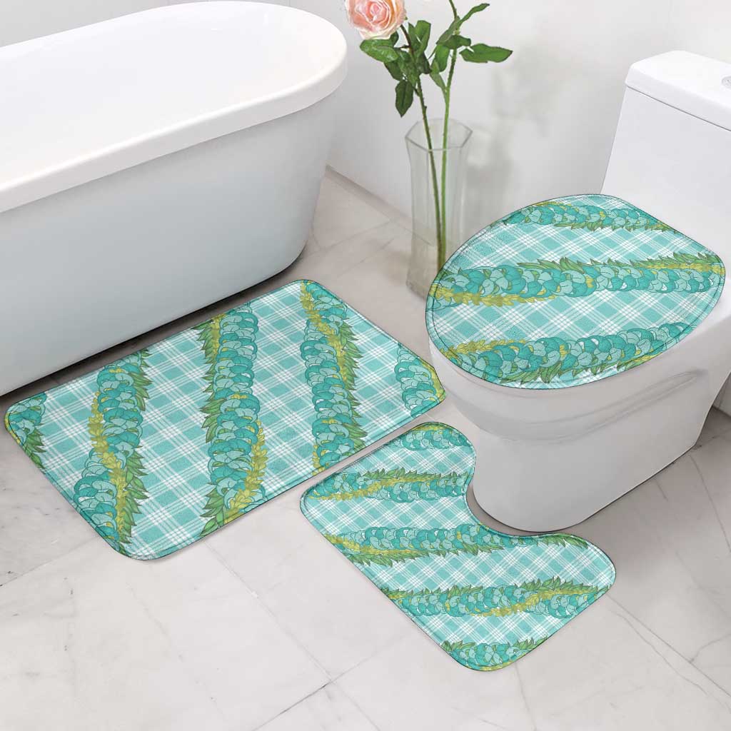 Hawaii Jade Vine Lei Bathroom Set Aloha Palaka Motif - Turquoise - Polynesian Pride