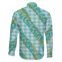 Hawaii Jade Vine Lei Family Matching Long Sleeve Bodycon Dress and Hawaiian Shirt Aloha Palaka Motif - Turquoise LT14 - Polynesian Pride