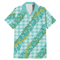 Hawaii Jade Vine Lei Family Matching Mermaid Dress and Hawaiian Shirt Aloha Palaka Motif - Turquoise LT14 Dad's Shirt - Short Sleeve Turquoise - Polynesian Pride