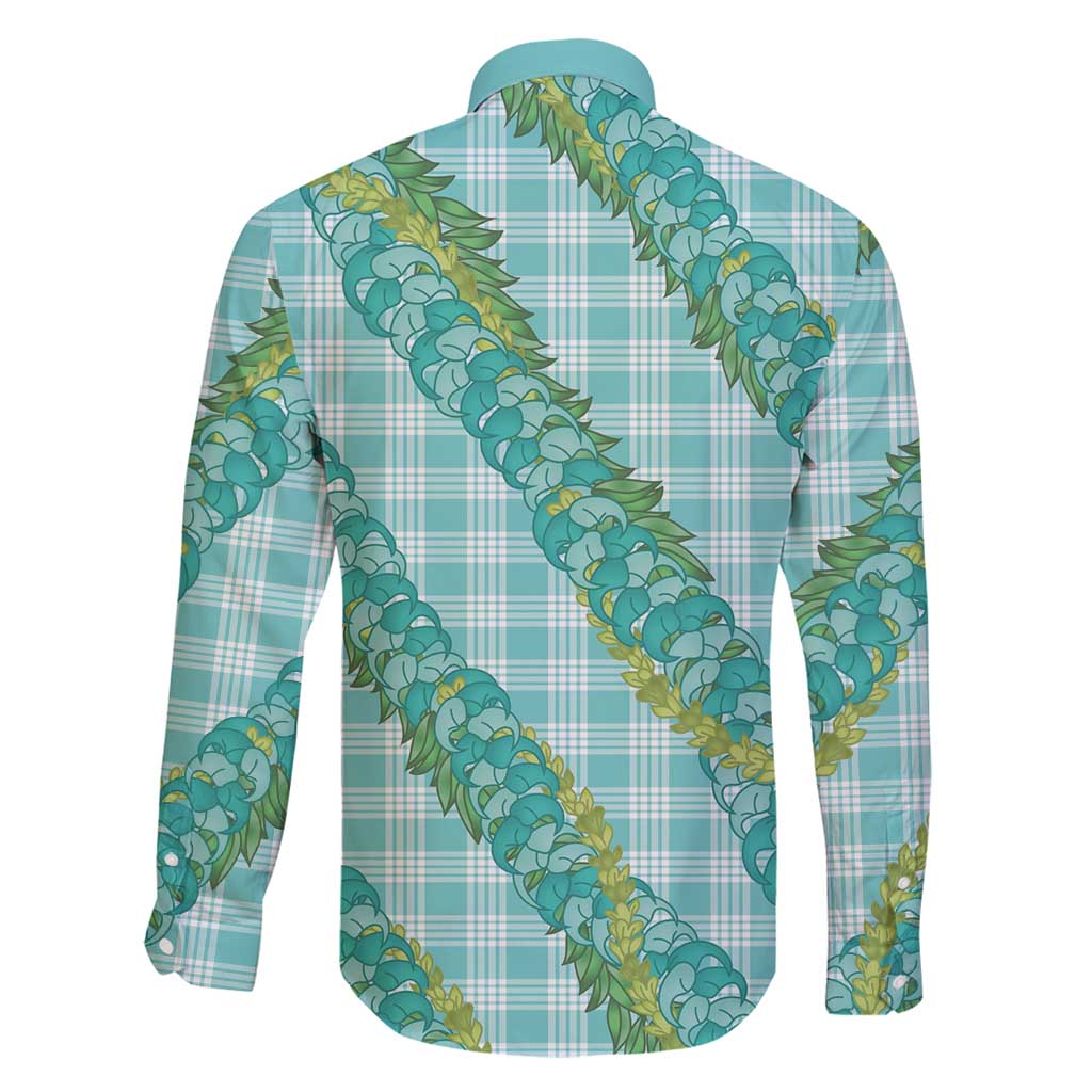 Hawaii Jade Vine Lei Family Matching Off Shoulder Maxi Dress and Hawaiian Shirt Aloha Palaka Motif - Turquoise LT14 - Polynesian Pride