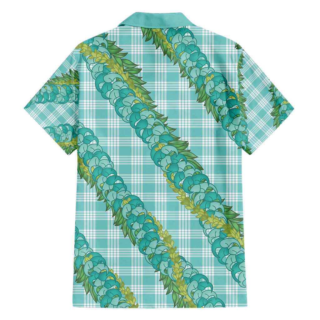 Hawaii Jade Vine Lei Family Matching Puletasi and Hawaiian Shirt Aloha Palaka Motif - Turquoise LT14 - Polynesian Pride