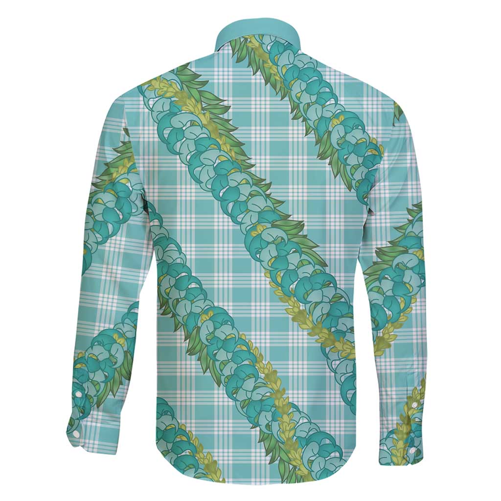 Hawaii Jade Vine Lei Family Matching Short Sleeve Bodycon Dress and Hawaiian Shirt Aloha Palaka Motif - Turquoise LT14 - Polynesian Pride