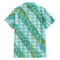 Hawaii Jade Vine Lei Family Matching Summer Maxi Dress and Hawaiian Shirt Aloha Palaka Motif - Turquoise LT14 - Polynesian Pride