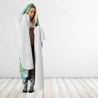 Hawaii Jade Vine Lei Hooded Blanket Aloha Palaka Motif - Turquoise - Polynesian Pride