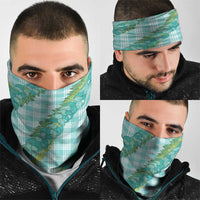 Hawaii Jade Vine Lei Neck Gaiter Aloha Palaka Motif - Turquoise - Polynesian Pride