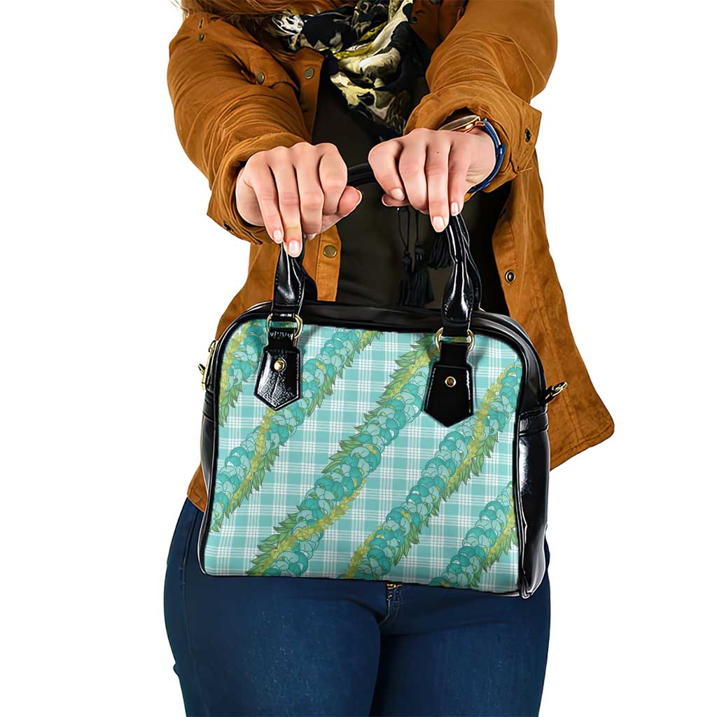 Hawaii Jade Vine Lei Shoulder Handbag Aloha Palaka Motif - Turquoise - Polynesian Pride