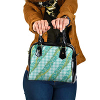 Hawaii Jade Vine Lei Shoulder Handbag Aloha Palaka Motif - Turquoise - Polynesian Pride