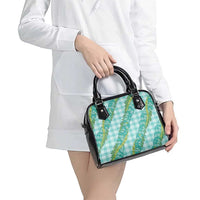Hawaii Jade Vine Lei Shoulder Handbag Aloha Palaka Motif - Turquoise - Polynesian Pride