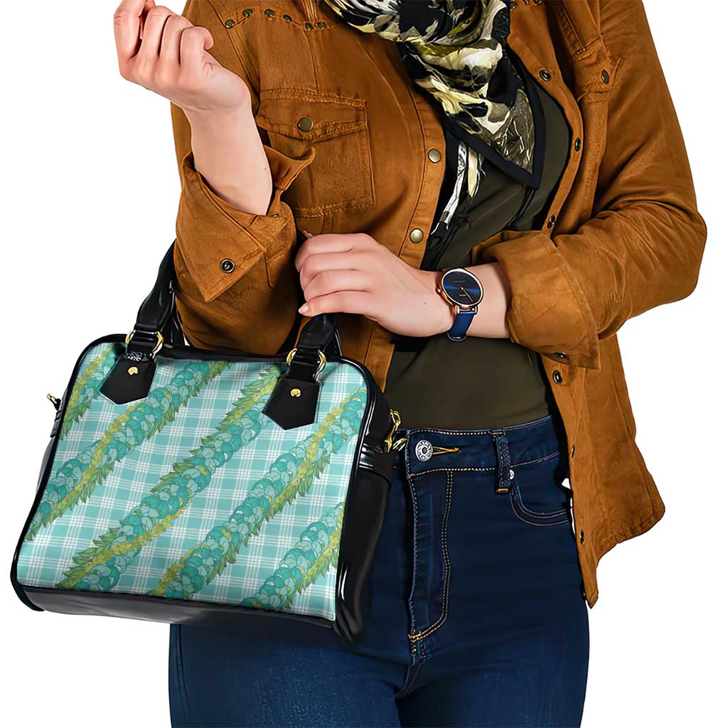 Hawaii Jade Vine Lei Shoulder Handbag Aloha Palaka Motif - Turquoise - Polynesian Pride