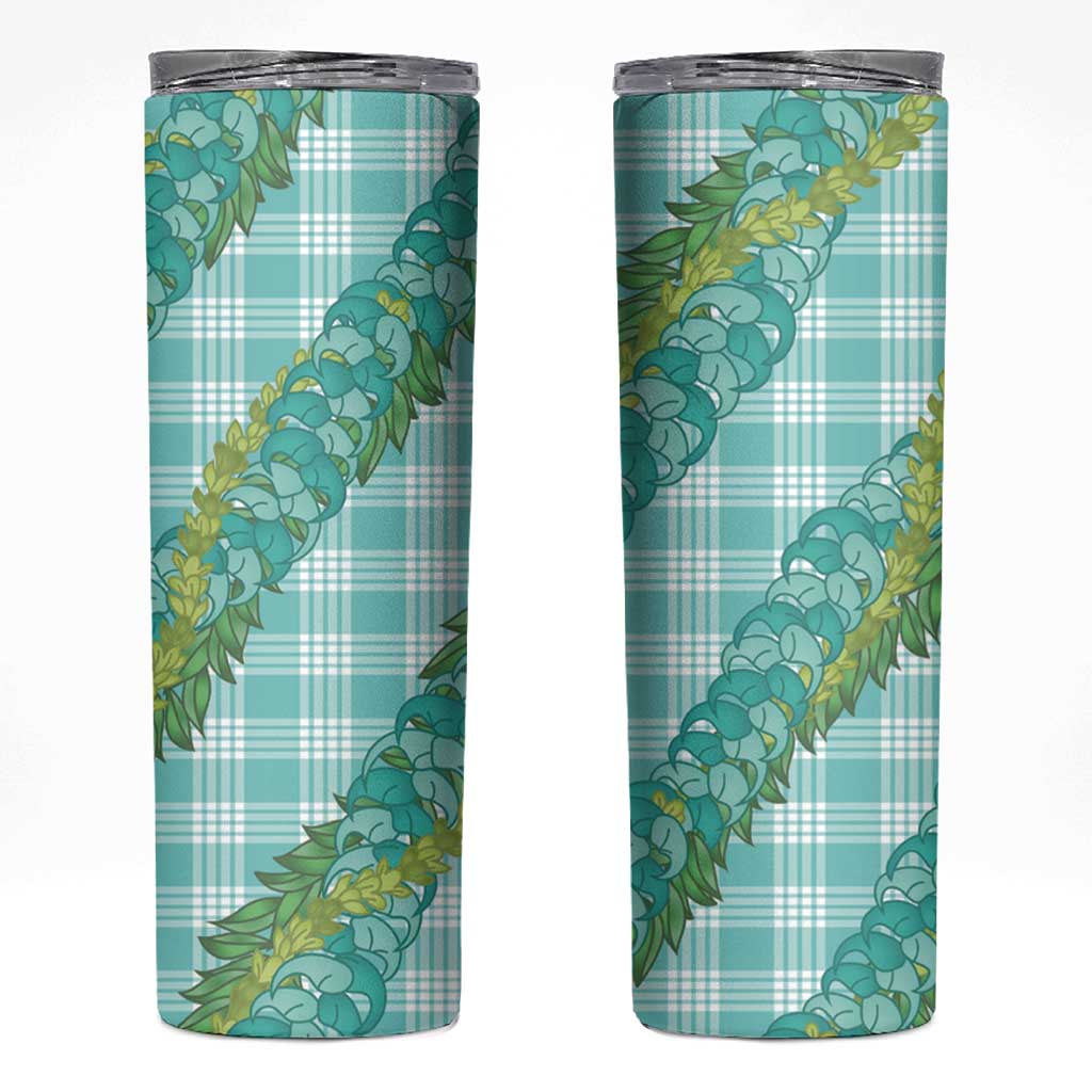 Hawaii Jade Vine Lei Skinny Tumbler Aloha Palaka Motif - Turquoise LT14 Turquoise - Polynesian Pride