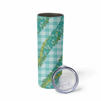 Hawaii Jade Vine Lei Skinny Tumbler Aloha Palaka Motif - Turquoise LT14 - Polynesian Pride