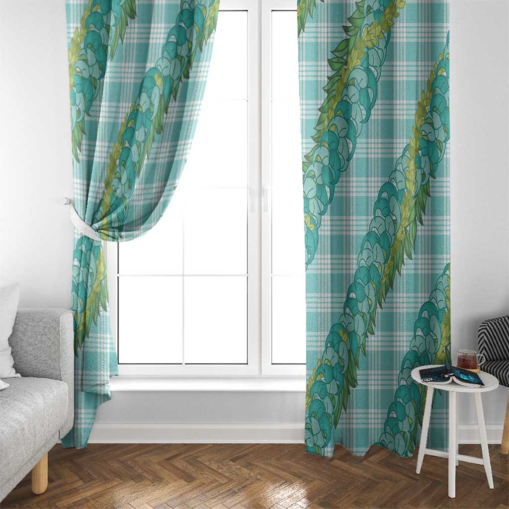 Hawaii Jade Vine Lei Window Curtain Aloha Palaka Motif - Turquoise - Polynesian Pride