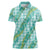 Hawaii Jade Vine Lei Women Polo Shirt Aloha Palaka Motif - Turquoise - Polynesian Pride