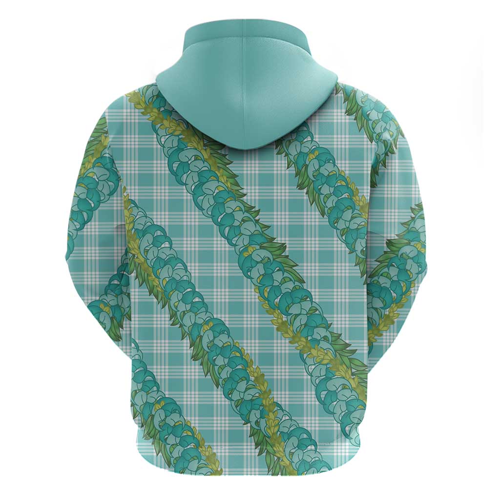 Hawaii Jade Vine Lei Zip Hoodie Aloha Palaka Motif - Turquoise - Polynesian Pride